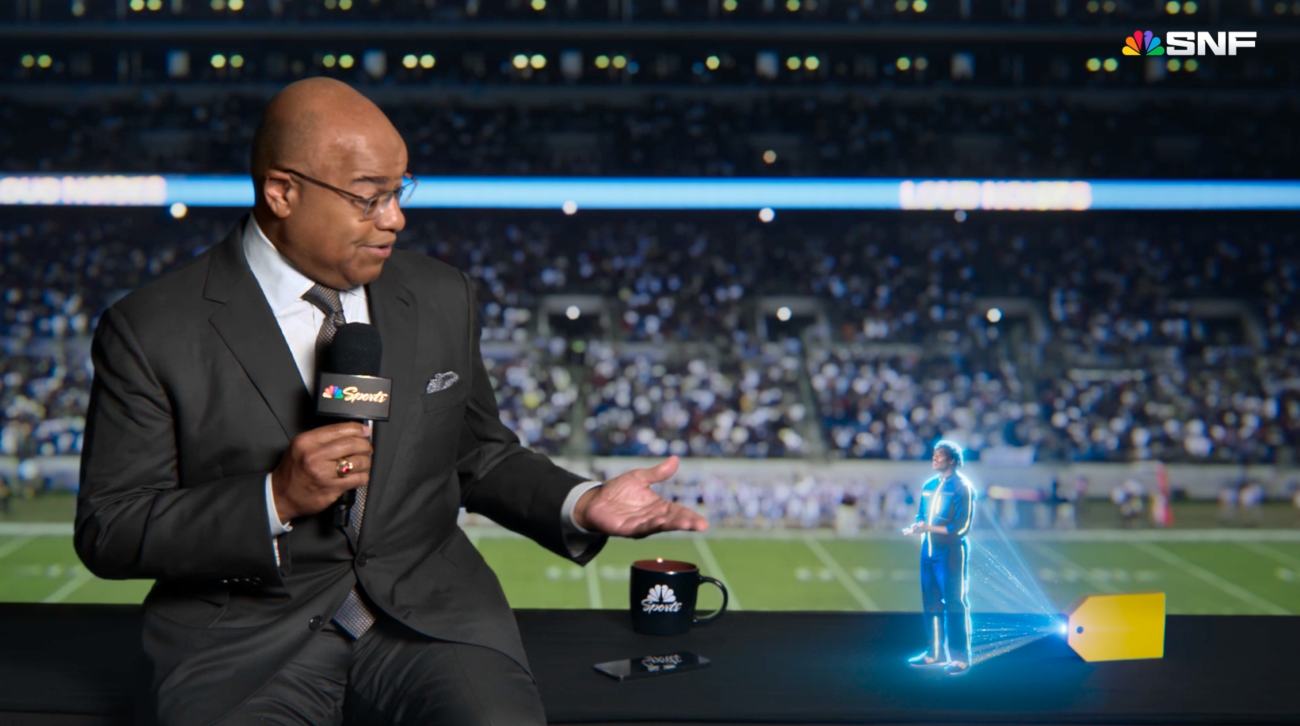 Best Buy hologram 'Gram' with NBC Sports host Mike Tirico.