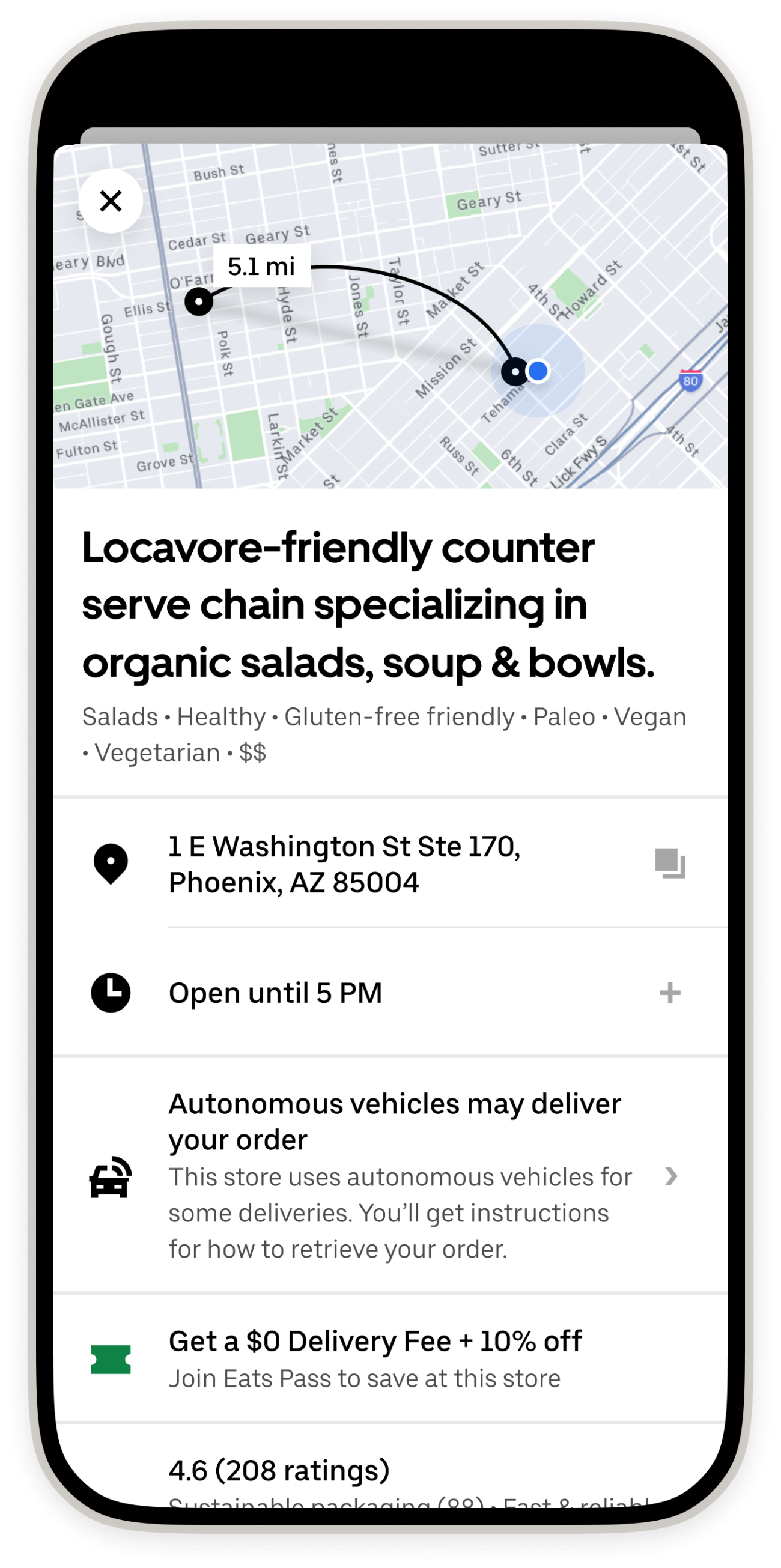 Uber-Waymo order app screen